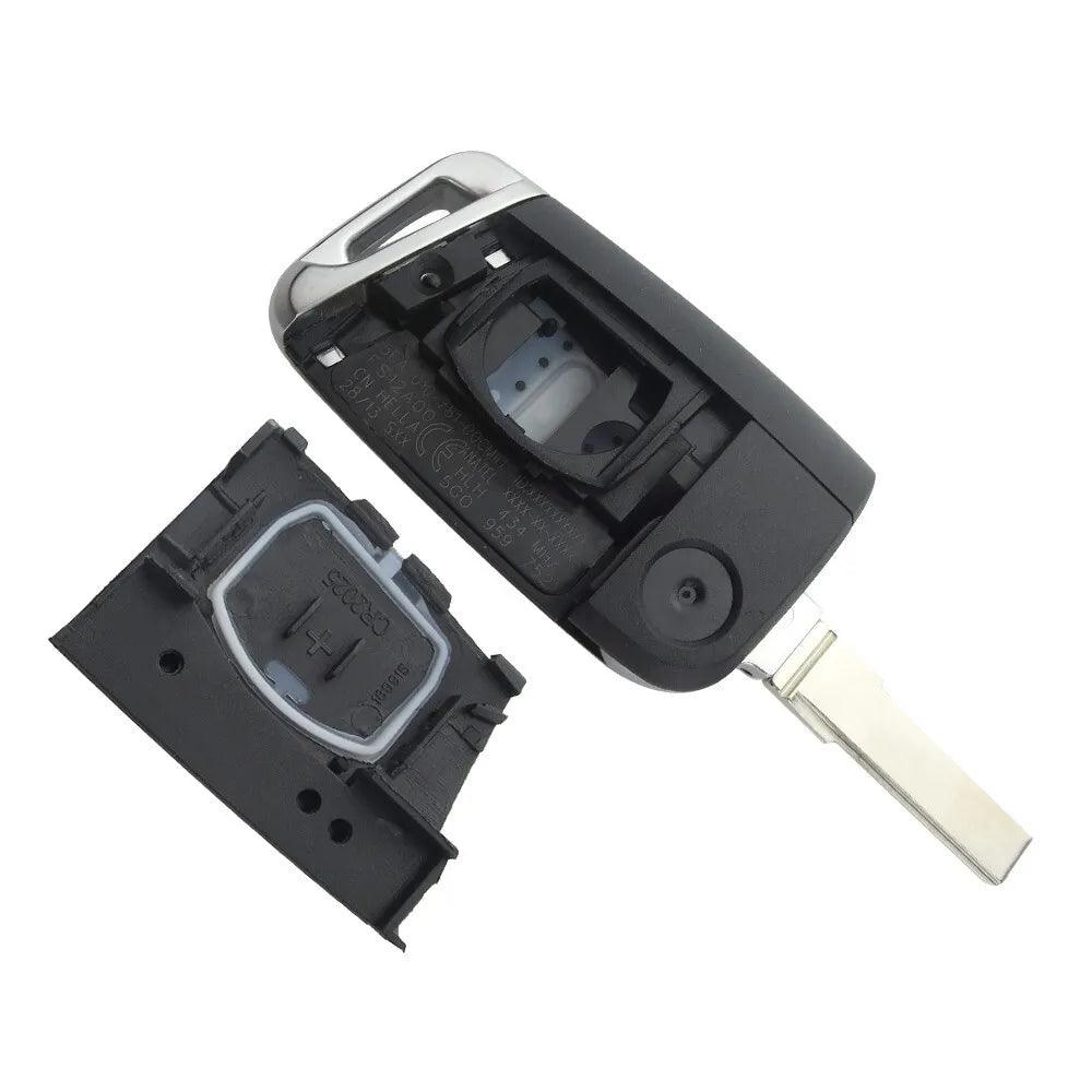 VOLKSWAGEN SKODA SEAT OEM 3 BUTTON FLIP REMOTE KEY FOB CASE HU66 / HU162T - Chrome End.