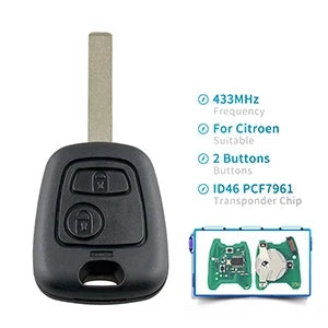 TOYOTA AYGO, CITROEN C1 - PEUGEOUT 107 2 Button Key Fob VA2